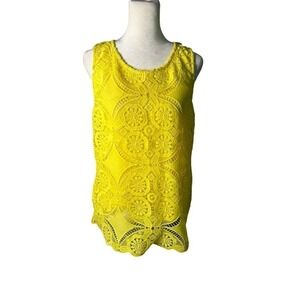 SKIES are Blue Yellow Lace tank top Size Small